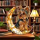 thumbnail image 1 of Decoración colgante de ventana acrílica con diseño de Yorkshire Terrier | Vitral con diseño de media luna dorada | Decoración para porches y rincones de lectura con temática de mascotas, 1 of 4
