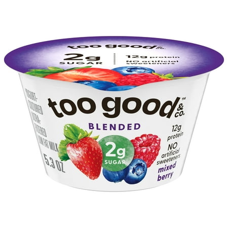 Too Good & Co. Blended Mixed Berry Yogurt-Cultured Ultra-Filtered Low Fat Milk Product Cup, 5.3 oz
