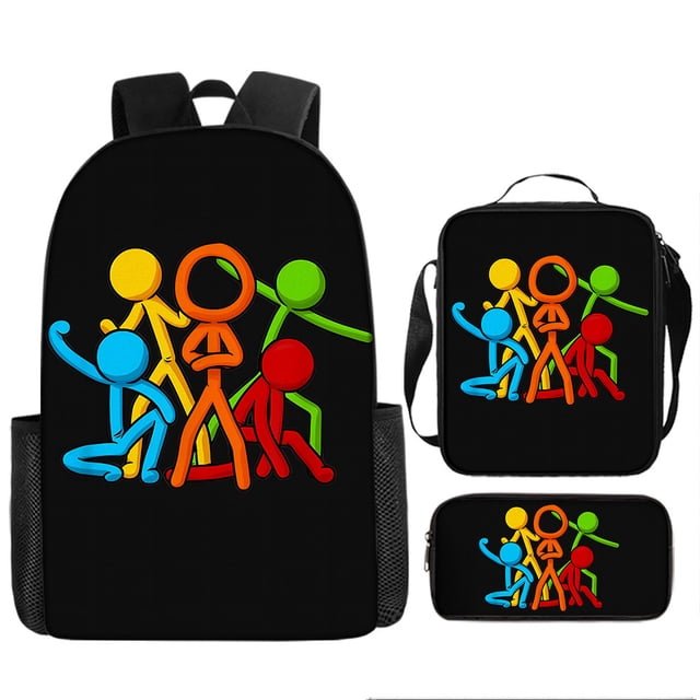 3-piece Backpack Suit Cartoon Game Backpack Pencil Case Lunch Bag Backpack Combination-tueuio1
