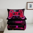 thumbnail image 5 of Red Gaming Comforter Set - Gamer Comforter Twin Bedding Sets , Neon Lights Abstract Geometry Design Gamer Room Decor, 5 of 7