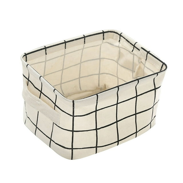 Leodye Storage Baskets, 4 Pack Foldable Canvas Bins for Toys Makeup, Mini Fabric Home Organizers with Handle for Books Keys