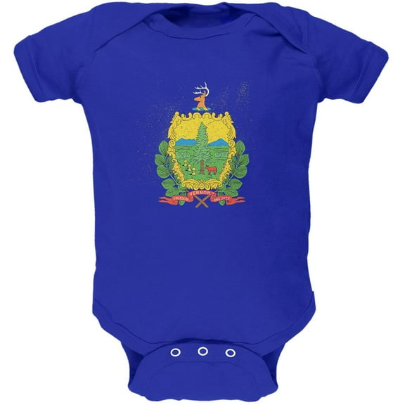 Born and Raised Vermont State Flag Soft Baby One Piece Royal 0-3 M