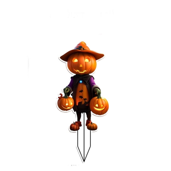Halloween Christmas Thanksgiving 2 Styles 2D Flat Acrylic Decor Stakes, Cute Pink Bow Ghost Pumpkin Tabletop Sign & Pumpkin Scarecrow Yard Ground Stake, Waterproof Acrylic Indoor Outdoor Decor