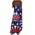 thumbnail image 2 of CFLVAEK July 4th Dresses for Women Plus Size Summer Spaghetti Straps Cami Maxi Dress Red White and Blue Tie Dye Print Patriotic Dress Loose Fit V Neck Sleeveless Sundress M, 2 of 5