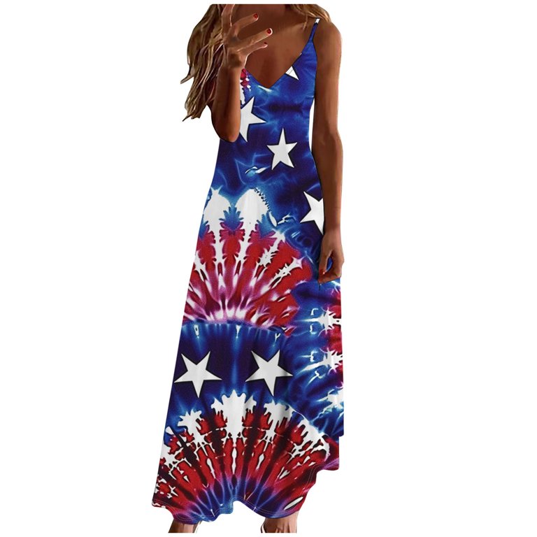 plus size red white and blue dress Universal Standard Women's Crescent Knot T-Shirt - summer barbecues American Flag Dress Plus Size