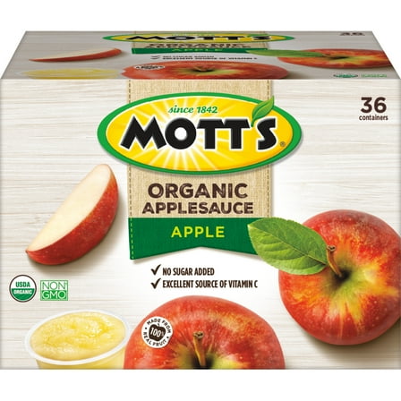 Mott,S Organic Applesauce, 3.9 Oz Cups, 36 Count