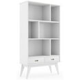thumbnail image 1 of Simpli Home Draper Solid Hardood 64 " x 35 " Mid-Century Modern Bookcase and Storage Unit in White, 1 of 6