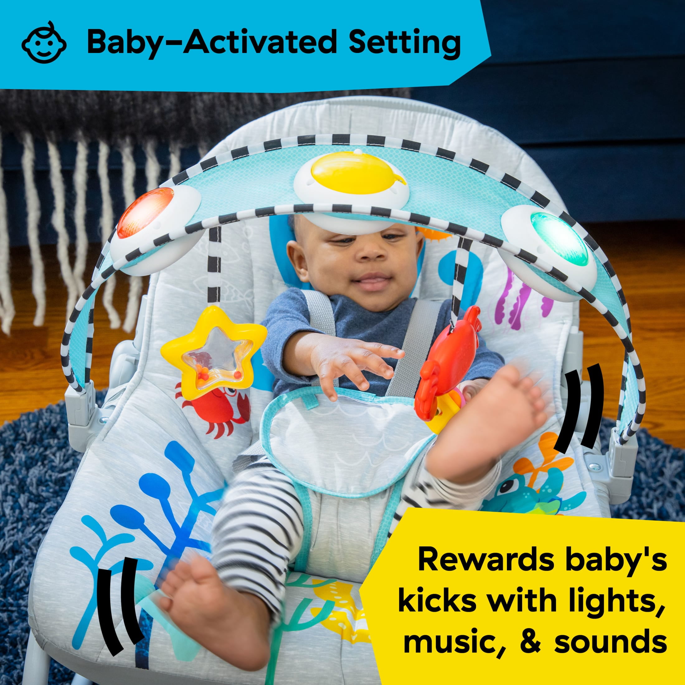 Baby Einstein Ocean Explorers Kick to It Opus Musical Infant to Toddler Rocker, Ages 0+ Months