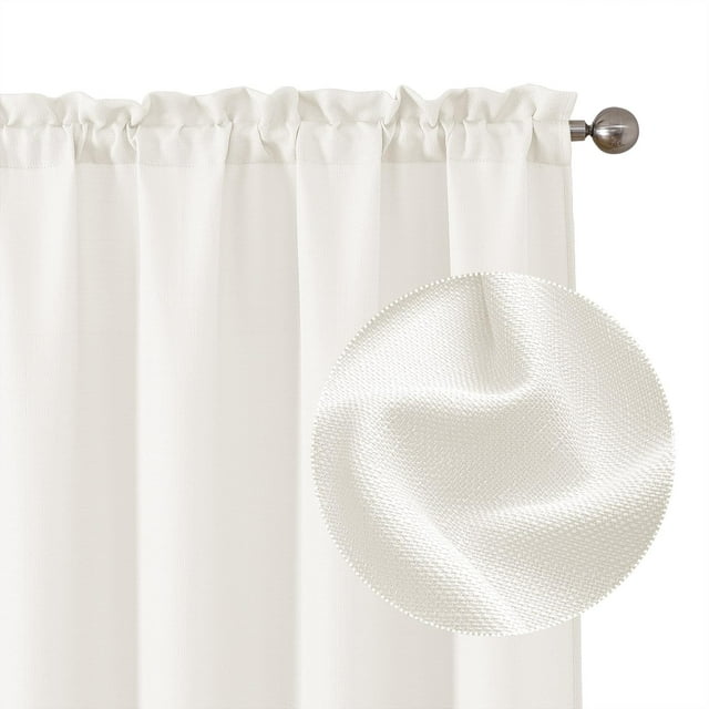 Chyhomenyc Bennet Cortinas color marfil de 54 pulgadas de largo, 2 paneles de lino sintético con textura semitransparente, filtrado de luz, suave y aireado, con bolsillo para barra, cortinas para trat