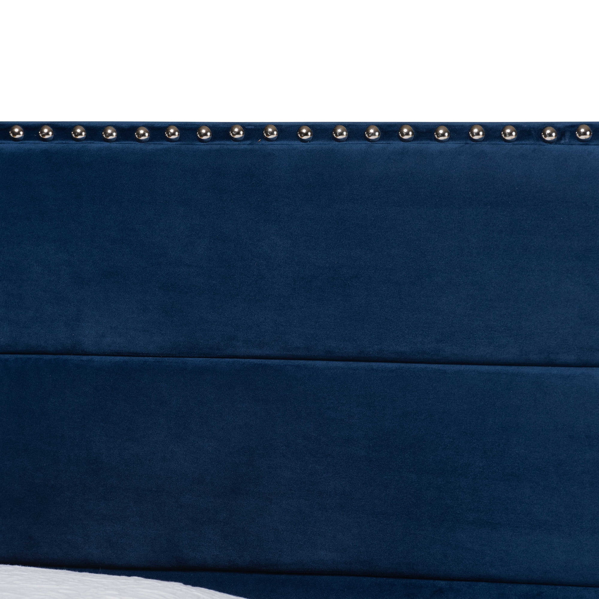Baxton Studio Tamira Contemporary/Modern Velvet Tufted Panel Bed, Twin, Navy Blue/Black