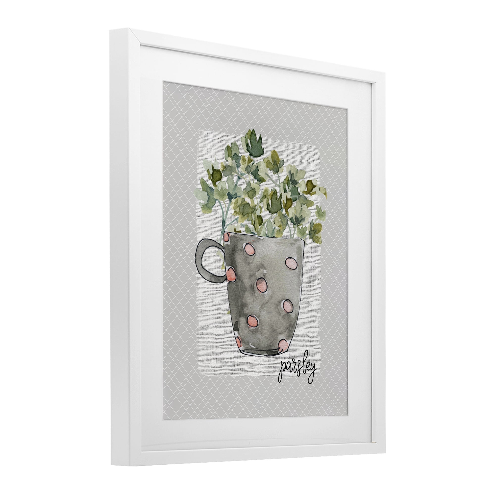 Stupell Industries Parsley Herb Mug White Framed Print Under Glass, design by Livi Finn