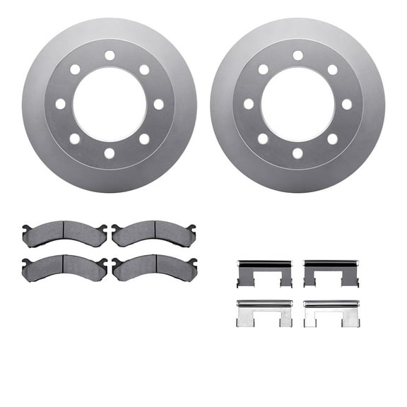 Dynamic Friction Company Rear Geospec Brake Rotors with Heavy Duty Brake Pads includes Hardware 4212-48012