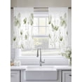 thumbnail image 6 of Sage Green Flowers Semi Sheer Curtains 54 Inch Length 2 Panels Set, Watercolor Retro White Floral Leaves Sheer Kitchen Curtain Privacy Voile Window Curtain for Living Room Bedroom Rod Pocket Drapes, 6 of 7