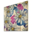 thumbnail image 2 of Designart 'Daisies On Red and Blue Backgorund' Traditional Print on Natural Pine Wood, 2 of 5