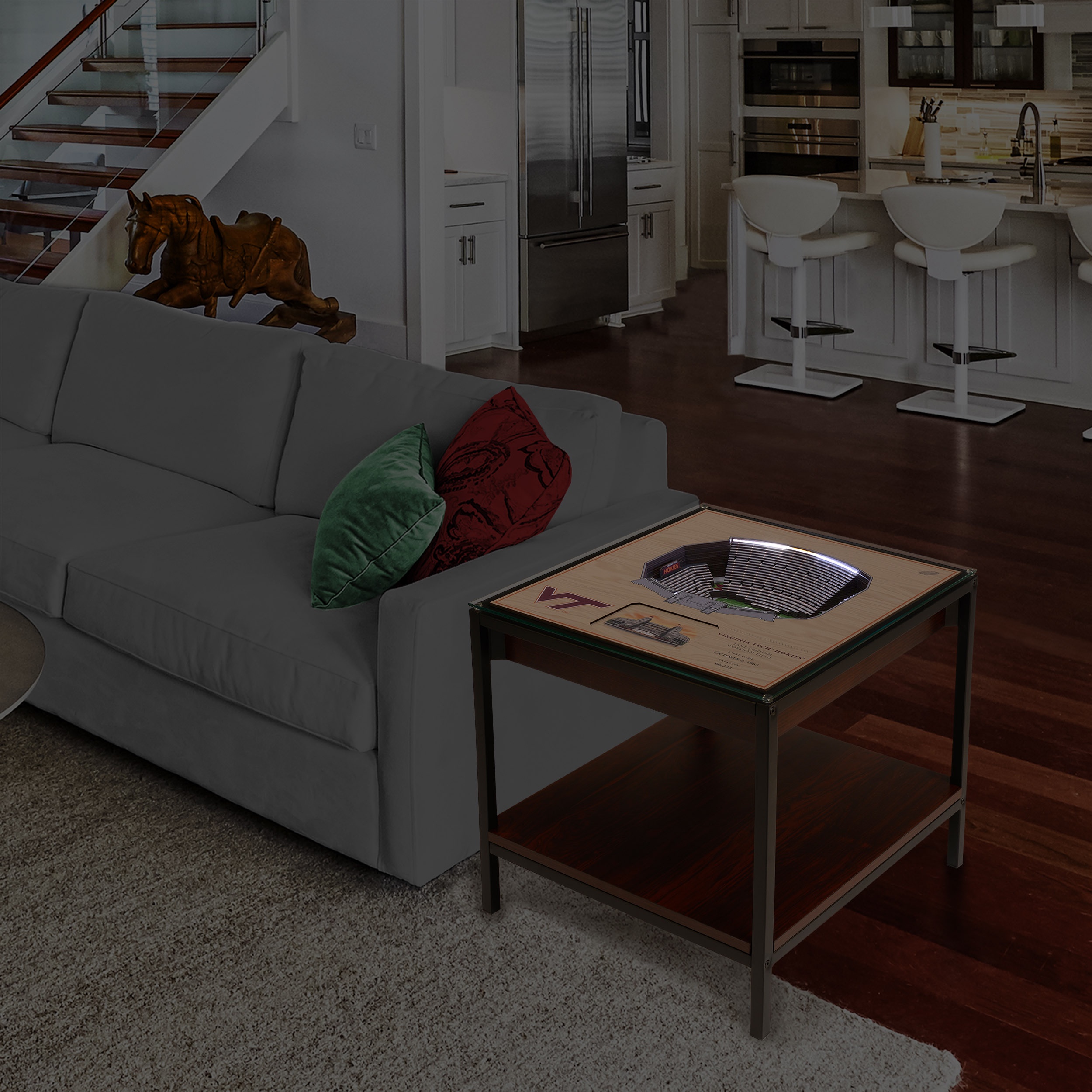 Virginia Tech Hokies 25-Layer StadiumViews Lighted End Table