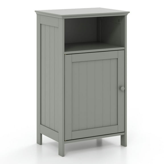 Spaco Bathroom Freestanding Adjustable Shelf Floor Storage Cabinet-Gray, Bathroom Storage Cabinet for Entryway Storage, Home Office Furniture