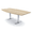 Blonde Surfside Ash w/Silver Base no Electric, variant on 6 Person Boat Shaped Conference Table Metal T-Bases Power Module 6X4