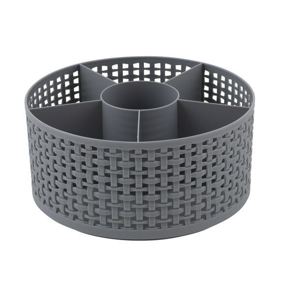 Thinkspace Brand Extra Large Weave Rotating Beaty Organizer, Gray.  6 Large Compartments to keep all of your Makeup and Cosmetics Organized.