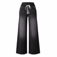 thumbnail image 6 of Women's Pull On High Waisted Wide Leg Jeans Stretchy Baggy Denim Trousers, 6 of 6