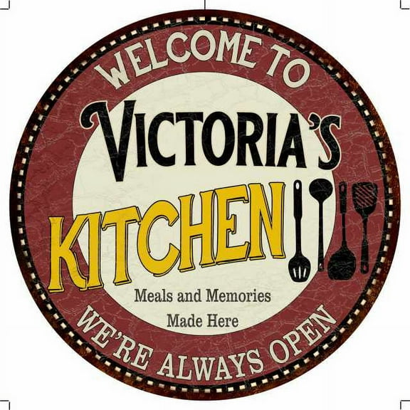 Victoria's Kitchen 12" Round Metal Sign Bar Game Room Wall Déco 200120040118