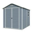 thumbnail image 7 of 8x6 FT Outdoor Storage Shed with Floor, Resin Tool Shed with Window and Air Vent, Plastic Outdoor Storage Shed for Backyard Garden Patio Lawn, Grey, 7 of 7
