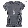 thumbnail image 1 of Femmes T-Shirt Col Rond Manches Courtes Blouse Décontractée Lettre Tee Top, Gris, XXL, 1 of 1