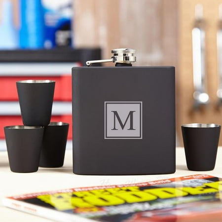 Home Wet Bar 5 Piece Personalized Blackout Block Hip Flask Set Home Wet Bar 5 Piece Personalized Blackout Block Hip Flask Set