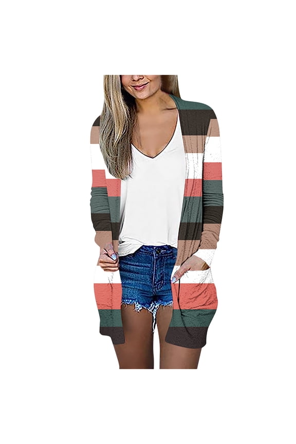 Long Sleeve Cardigans with Pockets for Women,Open Front Shawl Collar Drape Cardigan Plaid Print Casual Kimono Tops Leightweight Comfy Holiday Coats Fall Fashion 2023