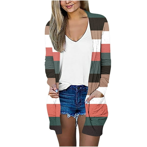 DDAPJ pyju Long Sleeve Cardigans with Pockets for Women,Open Front Shawl Collar Drape Cardigan Plaid Print Casual Kimono Tops Leightweight Comfy Holiday Coats Fall Fashion 2023