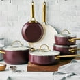 thumbnail image 2 of GreenPan Reserve Ceramic Nonstick 10-Piece Cookware Set | Merlot with Gold-Tone Handles, 2 of 10