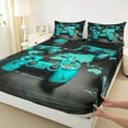 thumbnail image 3 of jejeloiu Game Bed Sheets,Cyan Gamepad Controller King Sheets,Player Gaming Joystick Sheet Set For Boy,Microfiber Room Decor,4-Piece, 3 of 7