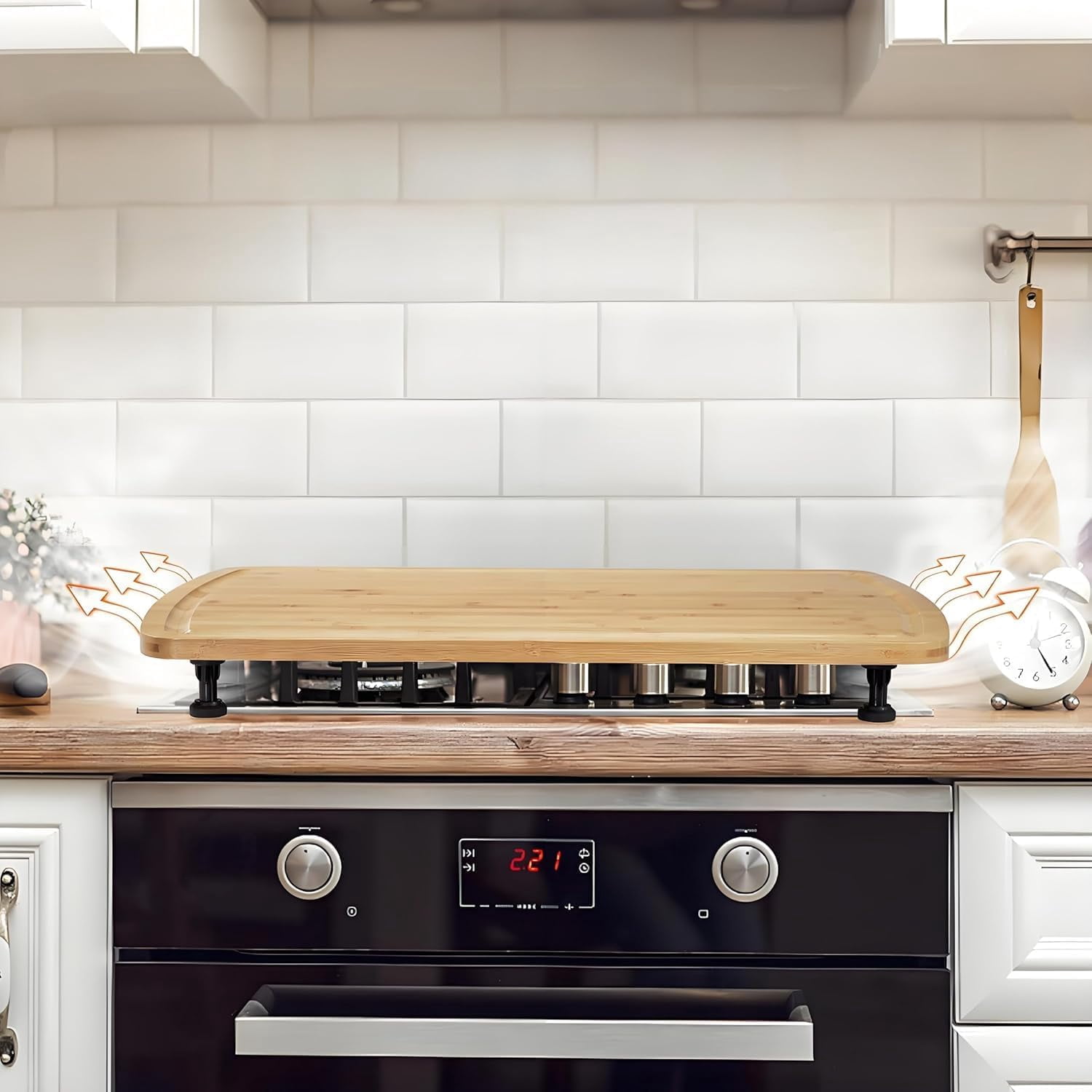 30x20 Inch Noodle Board Stove Cover – Removable Legs, Multi-Functional Thickened Cutting Board for Electric/Gas Stoves, RV & Sink with Deep Grooves and Non-Slip Design