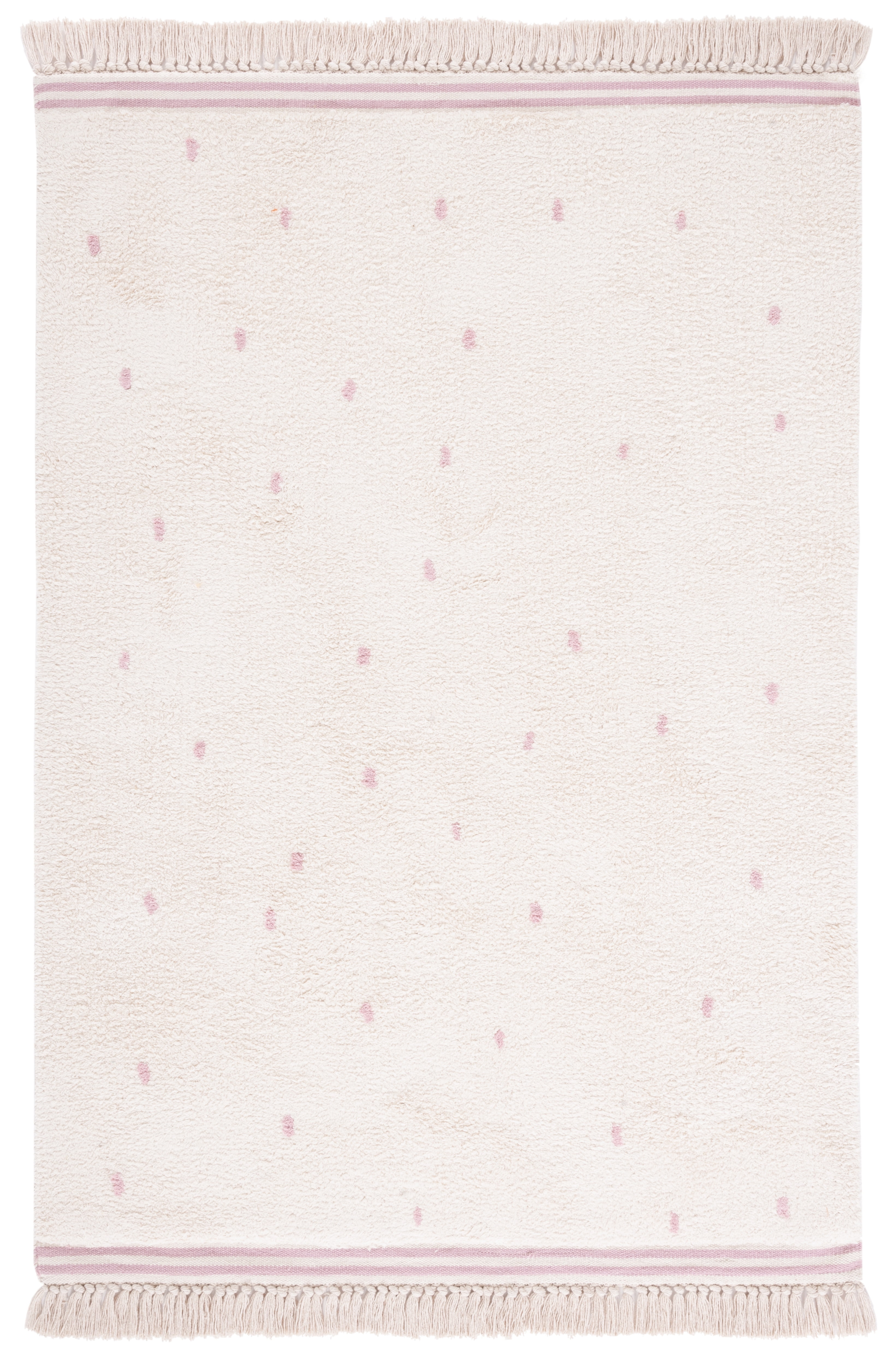 SAFAVIEH Easy Care Leptis Polka Dots Area Rug, 4' x 6', Ivory/Pink