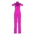 thumbnail image 2 of inlzdz Women's Rumba Latin Dance Rhinestones Sleeveless Tassel Jumpsuit Rompers Hot Pink L, 2 of 9