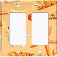 thumbnail image 2 of Metal Light Switch Wall Plate Outlet Cover (Ocean Conch Star Fish Sea Shell Orange - Double Rocker), 2 of 2