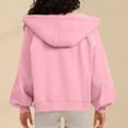 thumbnail image 4 of Htigea Full Zip Sweatshirts for Women Lace Splice Long Sleeve Hoodies Thin Fleece Hooded Pullover Tops Y2k Sweatshirt Pink XXL, 4 of 8