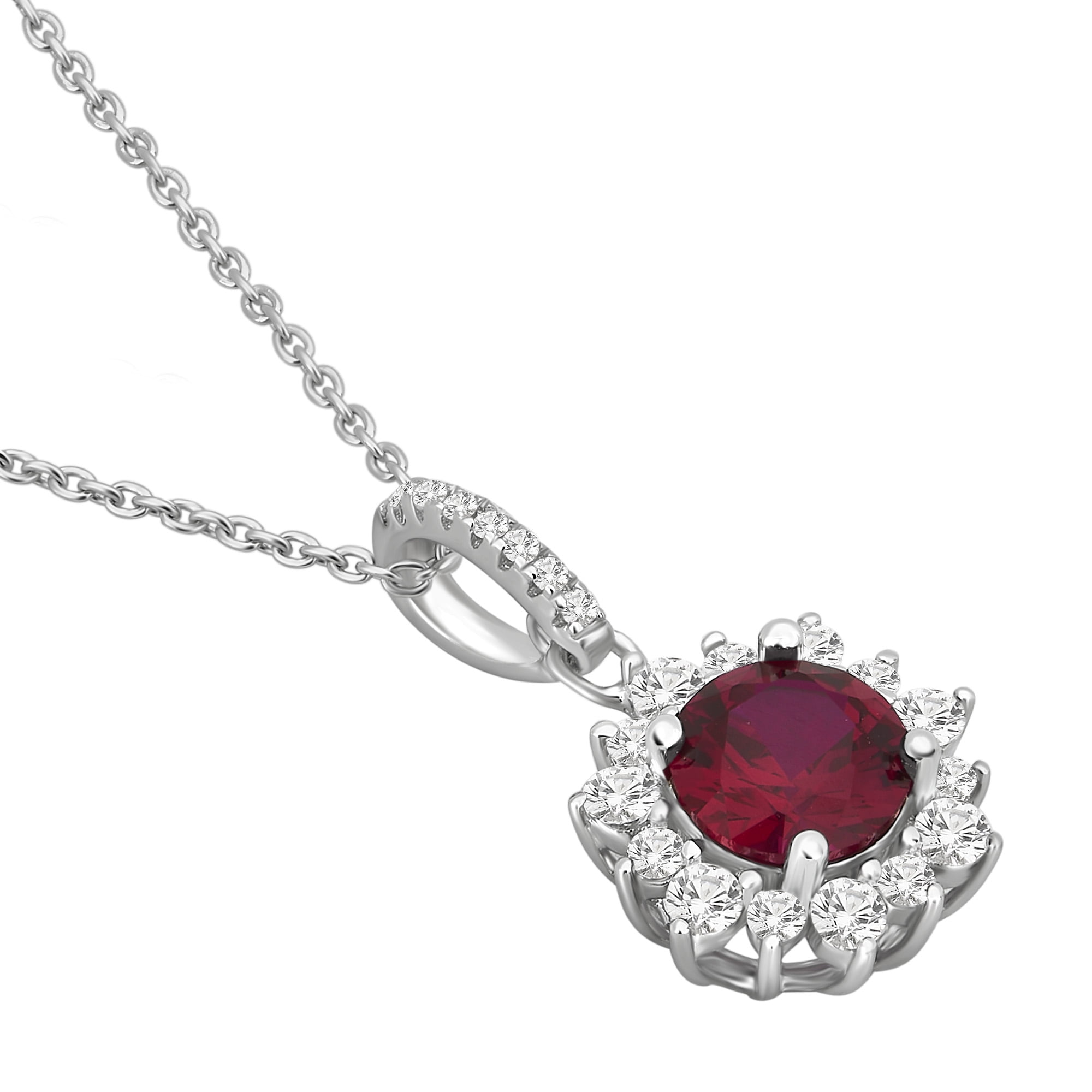 Arista 1 7/8 Carat T.W. Created Ruby and White Sapphire Women's Fashion Pendant in Sterling Silver, 18"