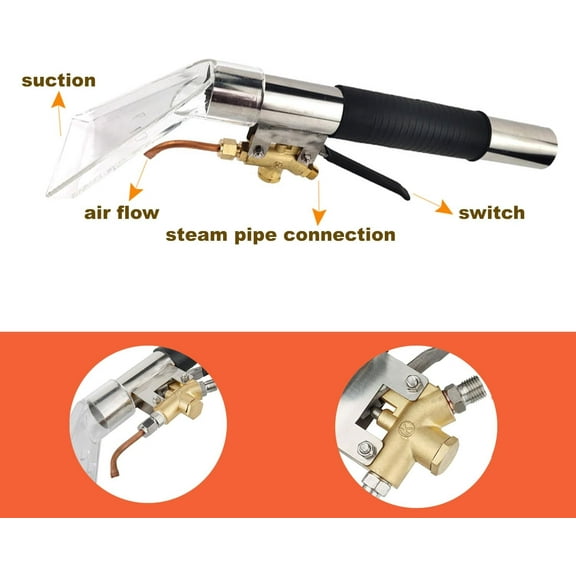 Stainless Steel Carpet Extractor Wand for Steam Car Cleaner, Truckmount Carpet Cleaning Machine Accessory, Upholstery Cleaning Tool for Furniture Auto Car Detailing