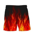 thumbnail image 6 of Lovskoo 2024 Men's Hawaiian Summer Beach Shorts Flame Graphic Print Casual Drawstring Shorts Pant Black, 6 of 9