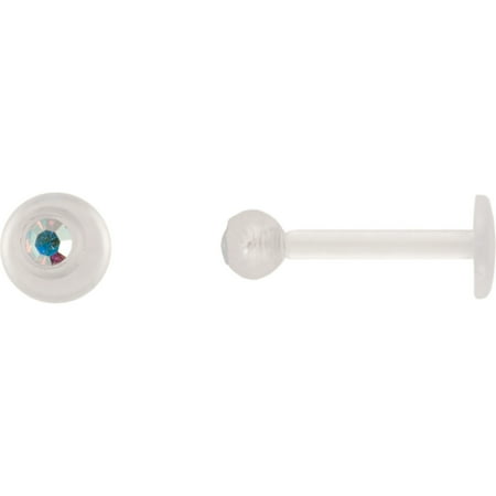 Plastic Crystal Accent Labret Ring, Clear
