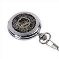 thumbnail image 4 of Eosunjian Retro Unisex Hollow Flower Round Dial Hand Winding Chain Mechanical Pocket Watch Silver, 4 of 13