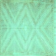 thumbnail image 1 of Ahgly Company Machine Washable Indoor Square Southwestern Turquoise Blue Country Area Rugs, 3' Square, 1 of 4