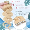 thumbnail image 4 of MY-LADY 20PCS Wavy Curly Tape in 100% Real Human Hair Extensions Hairpiece Skin Weft Full Head 14inch #613 Bleach Blonde, 4 of 9