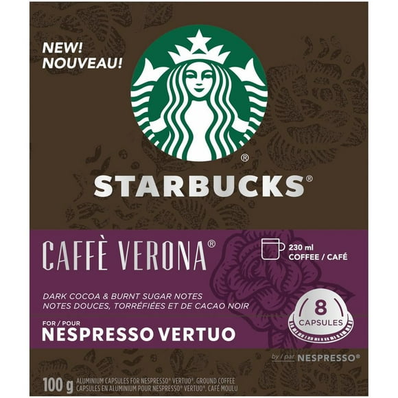 Starbucks Caffè Verona for Nespresso Vertuo, 8ct, 8 x 230 ml