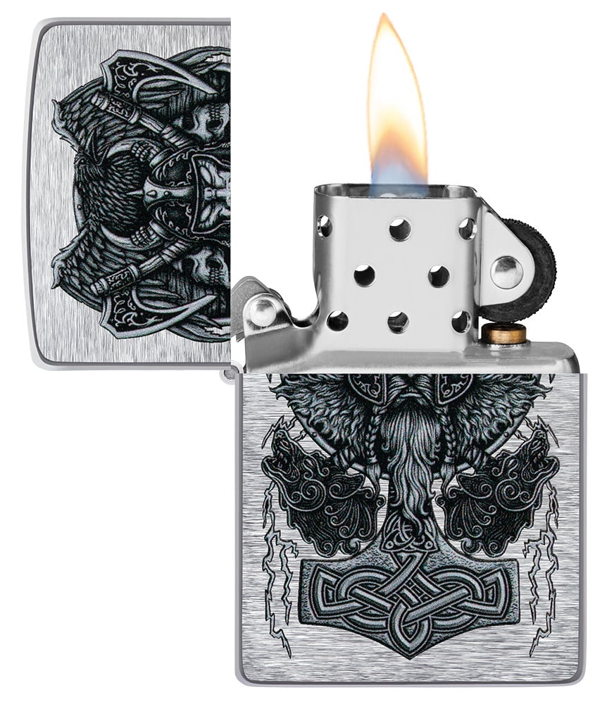 Zippo Viking Design Brushed Chrome Pocket Lighter