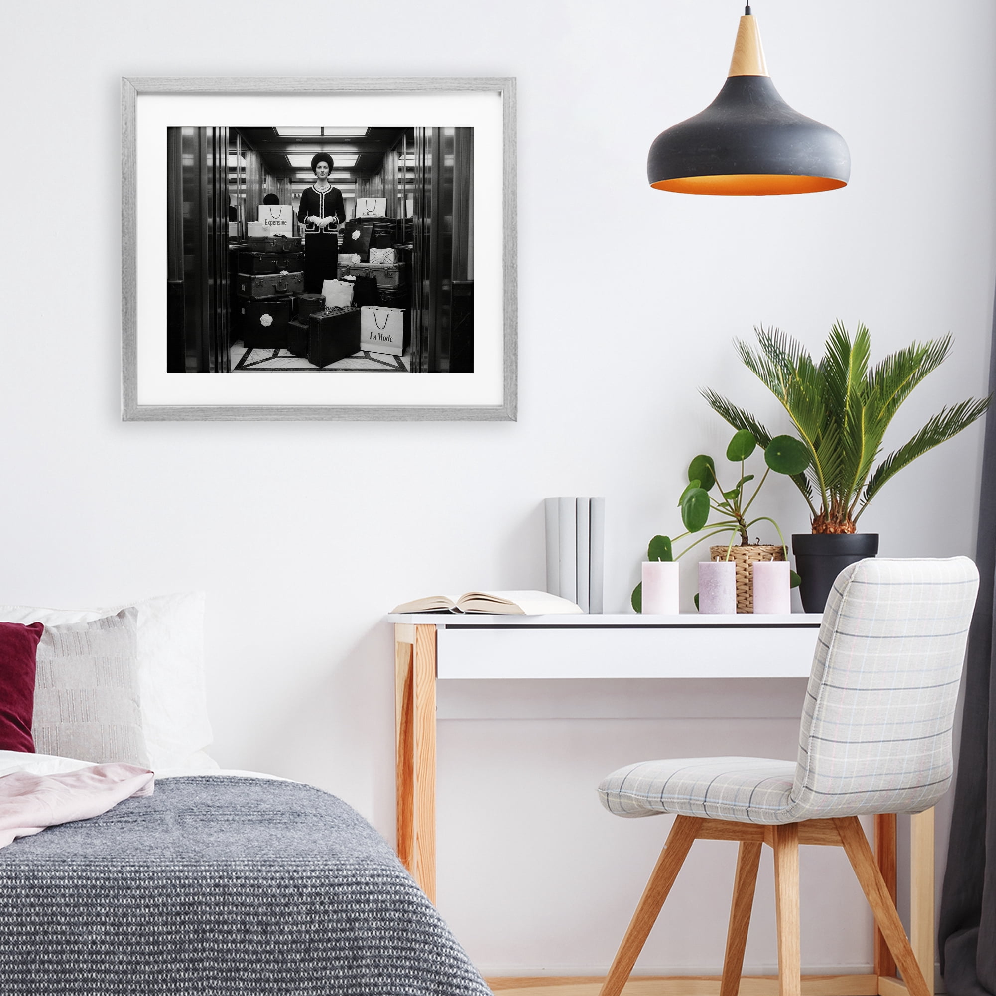 Stupell Industries Elevator Chic Shopping Gray Framed Print Under Glass, design by A Barefoot Stylist