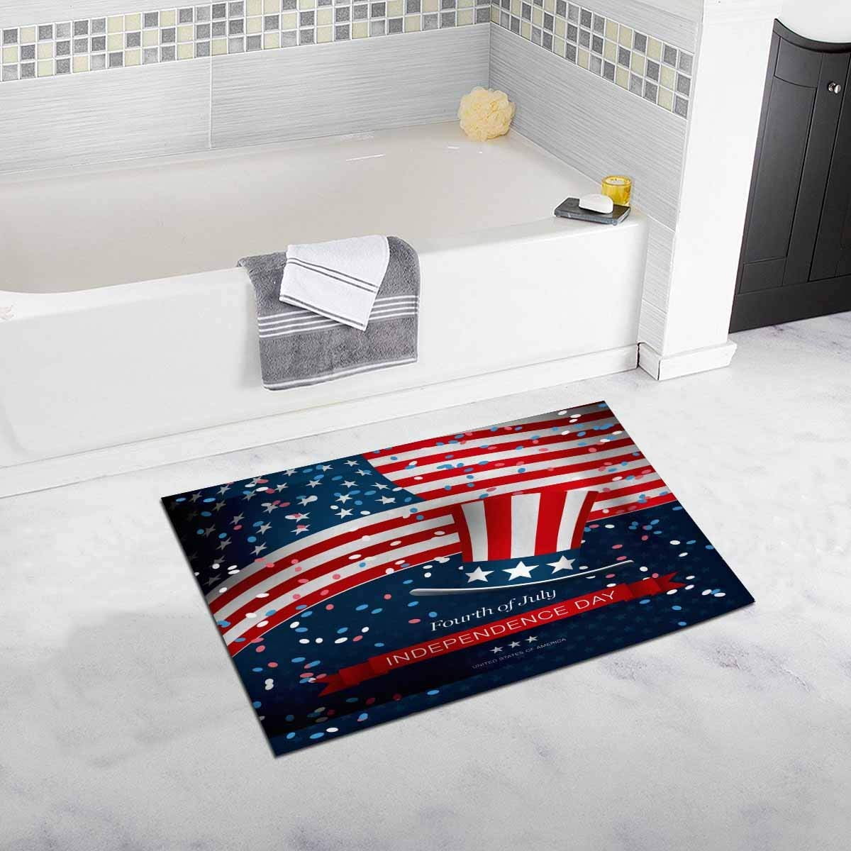 CADecor Fourth of July Happy Independence Day Bath Rug Bathroom Mat Doormat 30x18 inches