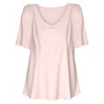 thumbnail image 3 of HuangHuanChen Women's Short Sleeve T Shirt V Neck Oversized Tshirt for Women Casual Loose Fit Basic Tee Solid Color Tshirt Shirt Pink M, 3 of 7
