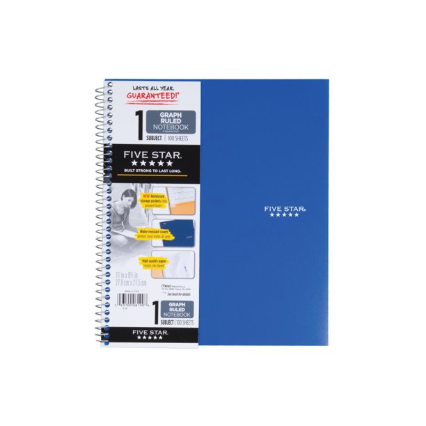 Five Star Quad Wirebound Notebook 1 Sub 100ct,Cobalt
