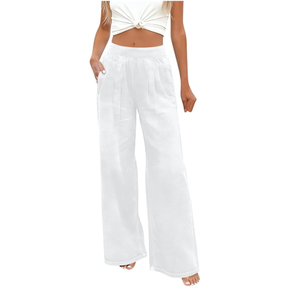 cocolona Jeans for Women Fashion Solid Color Stretchy Casual Loose Wide Leg Denim Pants with Pockets